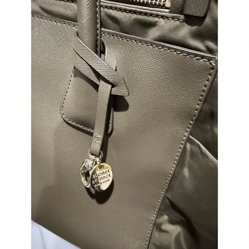Henri Bendel Green Leather Nylon Diaper Bag‎ Satchel Tote Bag Crossbody i
